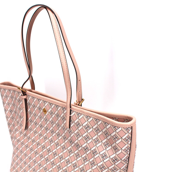 Tory Burch Geo Logo Tote NEW Zip Top Dusted Blush Pink Shoulder Bag Handbag - Picture 3 of 8